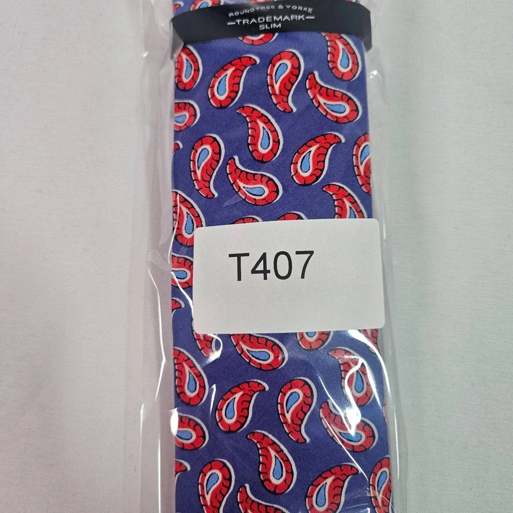 New‎ Roundtree & Yorke Slim Tie Men Paisley Purple 2.75